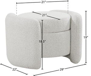 Horizon Boucle Fabric / Engineered Wood / Foam Contemporary Cream Boucle Fabric Ottoman - 29" W x 22" D x 19" H