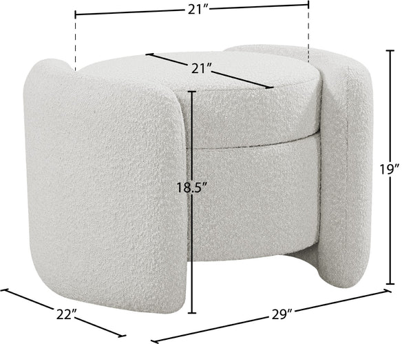 Horizon Boucle Fabric / Engineered Wood / Foam Contemporary Cream Boucle Fabric Ottoman - 29" W x 22" D x 19" H