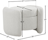 Horizon Boucle Fabric / Engineered Wood / Foam Contemporary Cream Boucle Fabric Ottoman - 29" W x 22" D x 19" H