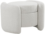 Horizon Boucle Fabric / Engineered Wood / Foam Contemporary Cream Boucle Fabric Ottoman - 29" W x 22" D x 19" H