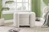 Horizon Boucle Fabric / Engineered Wood / Foam Contemporary Cream Boucle Fabric Ottoman - 29" W x 22" D x 19" H