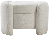 Horizon Boucle Fabric / Engineered Wood / Foam Contemporary Cream Boucle Fabric Ottoman - 29" W x 22" D x 19" H