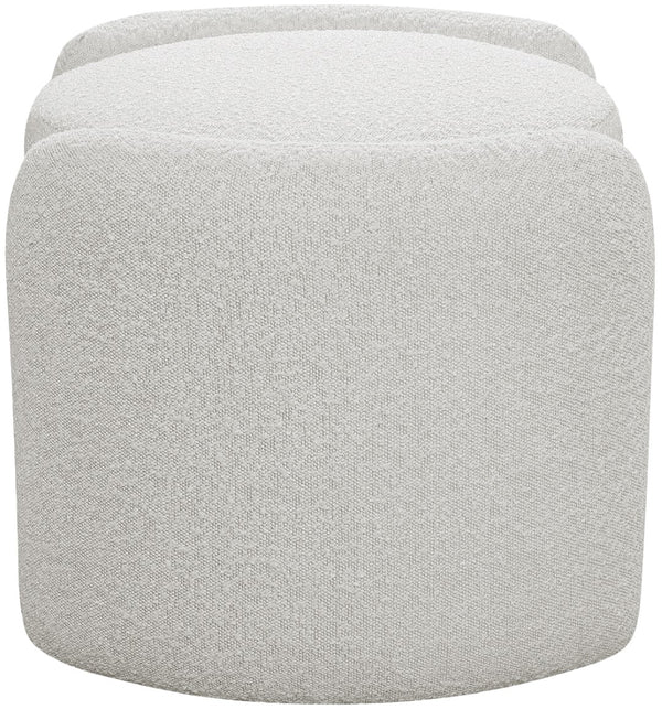 Horizon Boucle Fabric / Engineered Wood / Foam Contemporary Cream Boucle Fabric Ottoman - 29" W x 22" D x 19" H