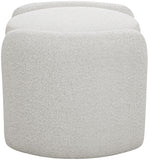 Horizon Boucle Fabric / Engineered Wood / Foam Contemporary Cream Boucle Fabric Ottoman - 29" W x 22" D x 19" H