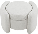 Horizon Boucle Fabric / Engineered Wood / Foam Contemporary Cream Boucle Fabric Ottoman - 29" W x 22" D x 19" H