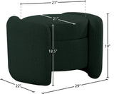 Horizon Boucle Fabric / Engineered Wood / Foam Contemporary Green Boucle Fabric Ottoman - 29" W x 22" D x 19" H