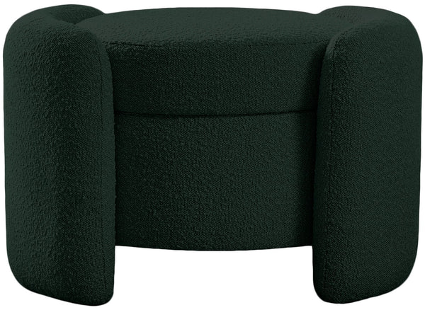 Horizon Boucle Fabric / Engineered Wood / Foam Contemporary Green Boucle Fabric Ottoman - 29" W x 22" D x 19" H