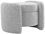 Horizon Boucle Fabric / Engineered Wood / Foam Contemporary Grey Boucle Fabric Ottoman - 29" W x 22" D x 19" H