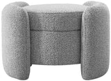 Horizon Boucle Fabric / Engineered Wood / Foam Contemporary Grey Boucle Fabric Ottoman - 29" W x 22" D x 19" H