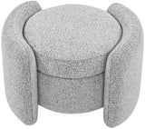 Horizon Boucle Fabric / Engineered Wood / Foam Contemporary Grey Boucle Fabric Ottoman - 29" W x 22" D x 19" H