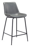 Zuo Modern Byron 100% Polyurethane, Plywood, Steel Modern Commercial Grade Counter Stool Gray, Black 100% Polyurethane, Plywood, Steel