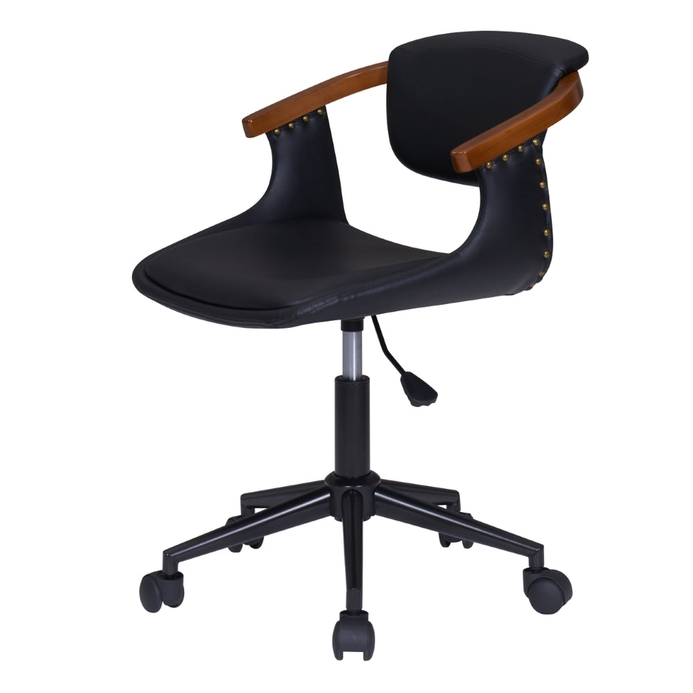 Darwin Leatherette Bamboo Office Chair - Black/Walnut