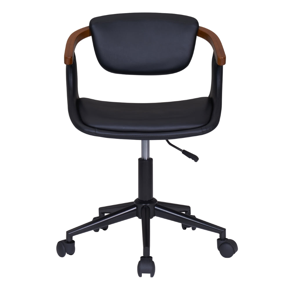 Darwin Leatherette Bamboo Office Chair - Black/Walnut