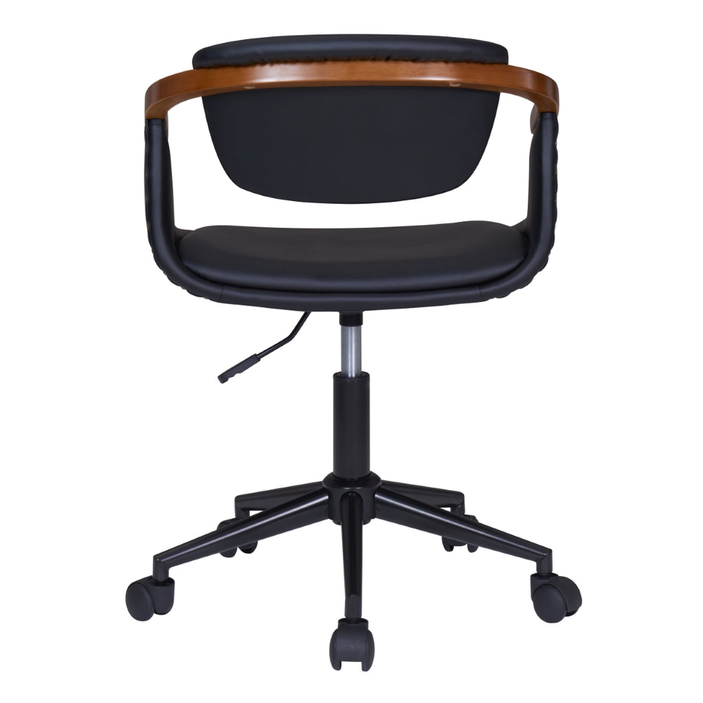 Darwin Leatherette Bamboo Office Chair - Black/Walnut
