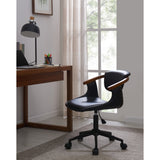 Darwin Leatherette Bamboo Office Chair - Black/Walnut