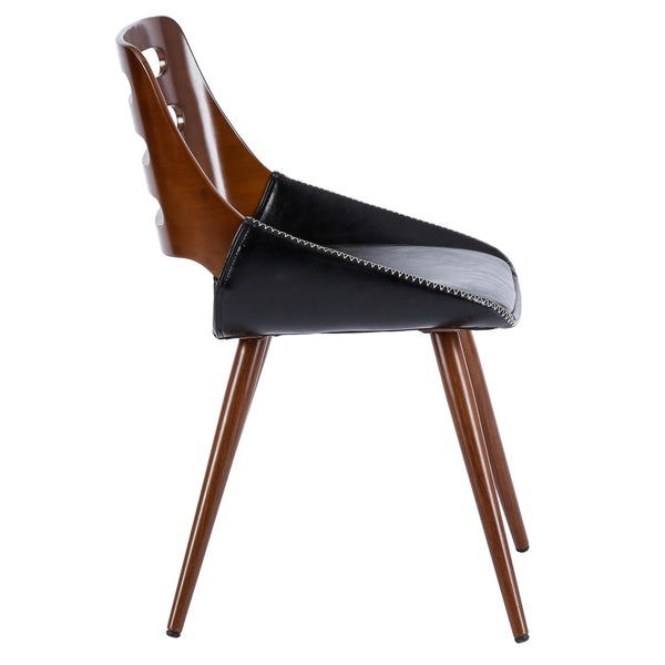 Shelton Leatherette Bamboo Chair Black/Walnut