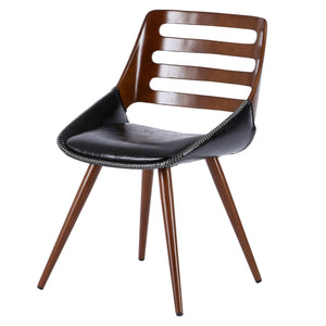 Shelton Leatherette Bamboo Chair Black/Walnut