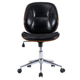 Shaun Leatherette Bamboo Office Chair Black/Walnut