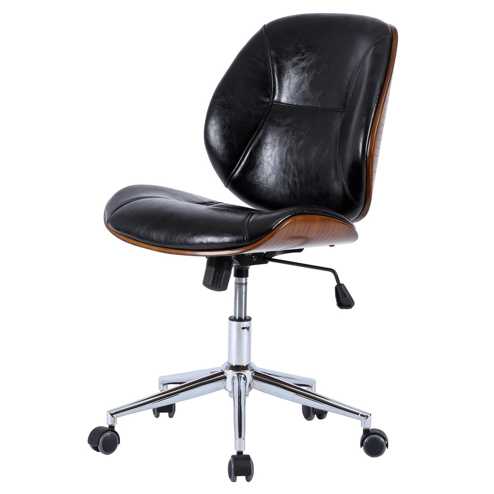 Shaun Leatherette Bamboo Office Chair Black/Walnut