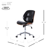 Shaun Leatherette Bamboo Office Chair Black/Walnut