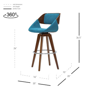 Cyprus Fabric Counter Stool Santorini Teal/Walnut