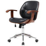 Samuel Leatherette Bamboo Office Chair w/ Armrest Black/Walnut