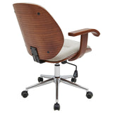 Samuel Fabric Bamboo Office Chair w/ Armrest Havana Linen/Walnut