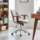 Samuel Fabric Bamboo Office Chair w/ Armrest Havana Linen/Walnut