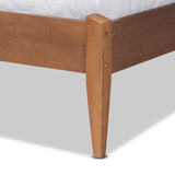 Lenora Mid-Century Modern Grey Fabric Upholstered and Walnut Brown Finished Wood King Size Platform Bed