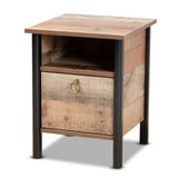 Vaughan Modern and Contemporary Two-Tone Rustic Oak Brown and Black Finished Wood Nightstand