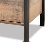 Baxton Studio Vaughan Modern and Contemporary Two-Tone Rustic Oak Brown and Black Finished Wood Nightstand