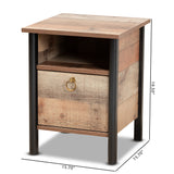 Baxton Studio Vaughan Modern and Contemporary Two-Tone Rustic Oak Brown and Black Finished Wood Nightstand