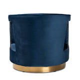 Baxton Studio Neville Modern Luxe and Glam Navy Blue Velvet Fabric Upholstered and Gold Finished Metal Armchair