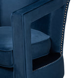 Baxton Studio Neville Modern Luxe and Glam Navy Blue Velvet Fabric Upholstered and Gold Finished Metal Armchair