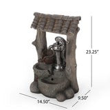 Clinch Outdoor 3 Tier Water Pump Fountain, Brown and Gray Noble House