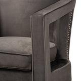 Baxton Studio Neville Modern Luxe and Glam Grey Velvet Fabric Upholstered and Gold Finished Metal Armchair