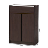 Walker Modern and Contemporary Dark Brown and Gold Finished Wood Shoe Cabinet with Faux Marble Top