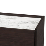 Walker Modern and Contemporary Dark Brown and Gold Finished Wood Shoe Cabinet with Faux Marble Top