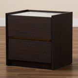 Walker Modern and Contemporary Dark Brown and Gold Finished Wood Nightstand with Faux Marble Top