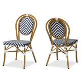 Alaire Classic French Indoor and Outdoor Bamboo Style Stackable 2-Piece Bistro Dining Chair Set