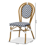 Baxton Studio Alaire Classic French Indoor and Outdoor Blue and White Bamboo Style Stackable 2-Piece Bistro Dining Chair Set