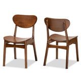 Katya Mid-Century Modern Walnut Brown Finished Wood 2-Piece Dining Chair Set