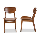 Katya Mid-Century Modern Walnut Brown Finished Wood 2-Piece Dining Chair Set
