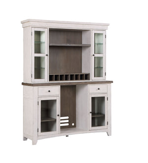 ECI Furniture La Sierra Deluxe Back Bar & Hutch Complete, Gray & White Distressed Gray-White Hardwood solids and veneers