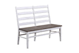La Sierra Ladder Back Dining Bench with Wood Seat, Gray & White