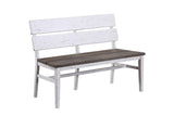 ECI Furniture La Sierra Dbl Panel Back Dining Bench with Wood Seat, Gray & White Distressed Gray-White Hardwood solids and veneers