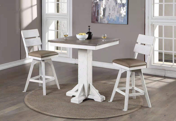 ECI Furniture La Sierra Bar Height Sq Pub Table Complete, Gray & White Distressed Gray-White Hardwood solids and veneers
