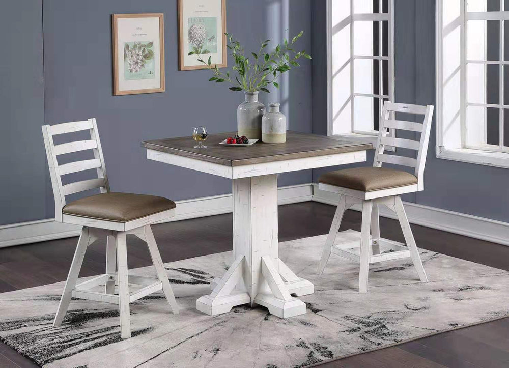 ECI Furniture La Sierra Counter Height Sq Pub Table Complete, Gray & White Distressed Gray-White Hardwood solids and veneers