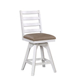 ECI Furniture La Sierra 24" Ladder Back Counter Swivel Stool with Brown Vinyl Seat, Gray & White - Set of 2 Distressed Gray-White Hardwood solids and veneers