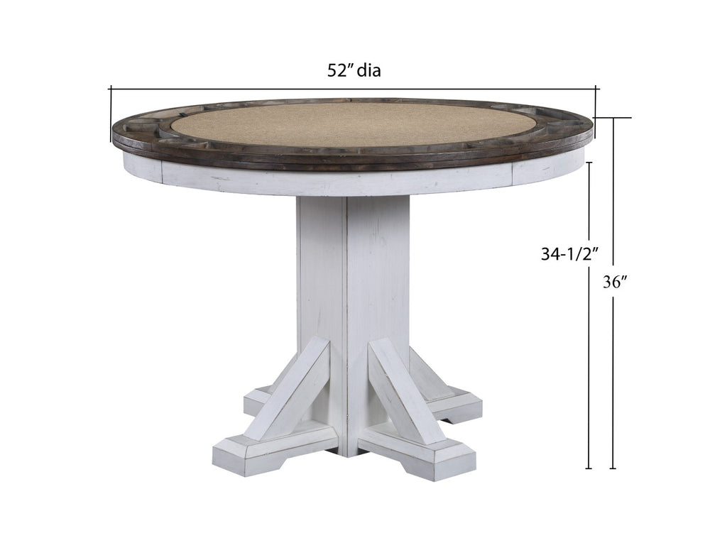 ECI Furniture La Sierra Round Game Table Complete, Gray & White Distressed Gray-White Hardwood solids and veneers